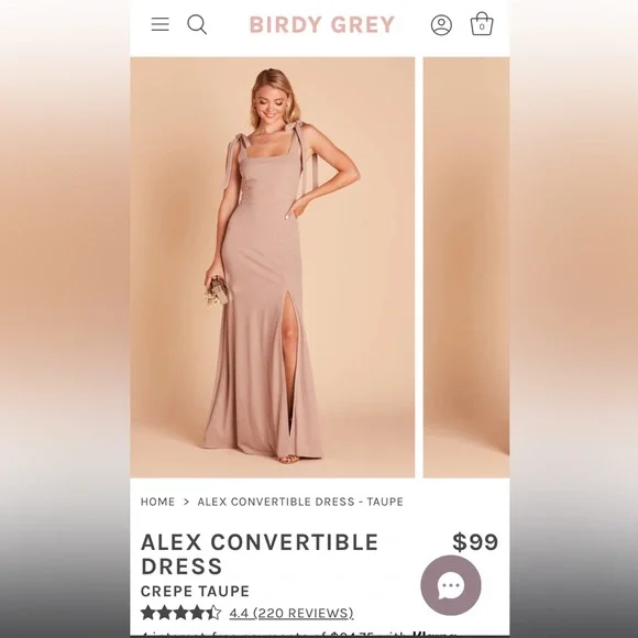 Birdy Grey | Dresses | Birdy Grey Bridesmaids Gown Alex Convertible Dress  Taupe Size Medium